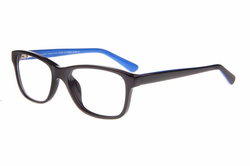 Visual Eyes Glasses BLACK-BLUE / Frame Only / Clear Runway Tween 38