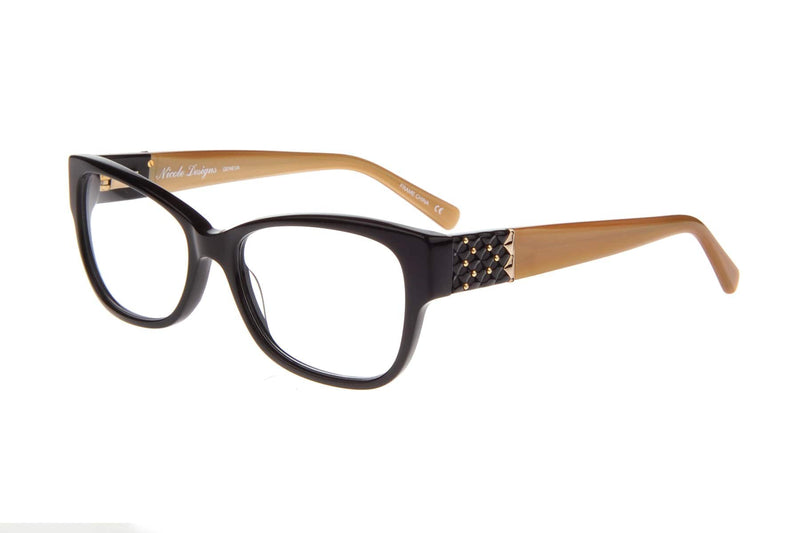 Visual Eyes Glasses BLACK-GOLD / Frame Only / Clear Nicole Designs Geneva