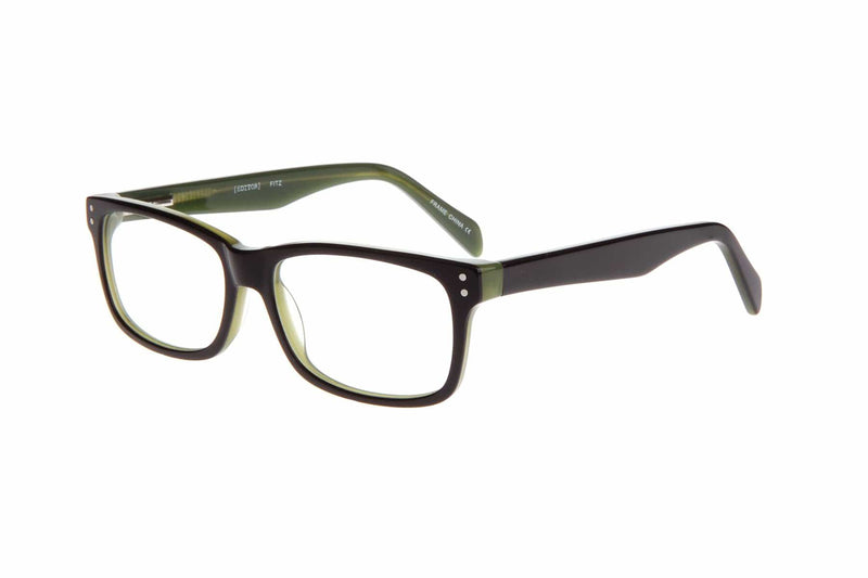 Visual Eyes Glasses BLACK-GREEN / Frame Only / Clear Editor Fitz