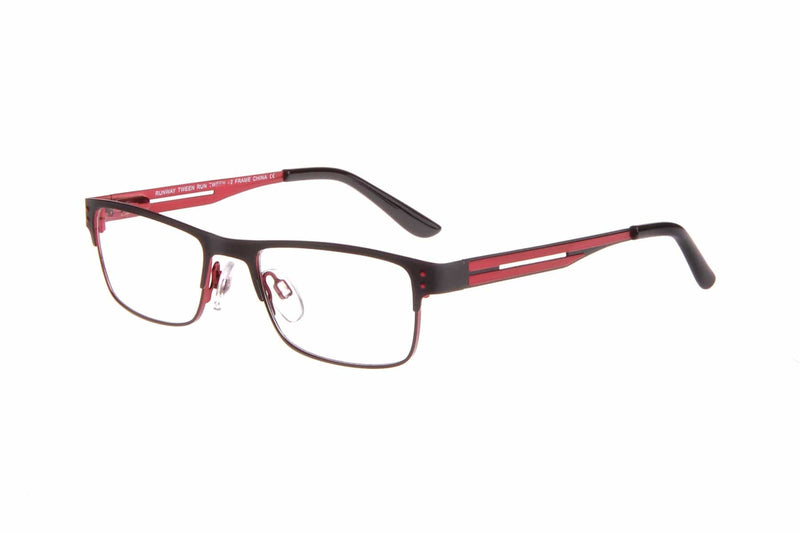 Visual Eyes Glasses BLACK-RED / Frame Only / Clear Runway Tween 42