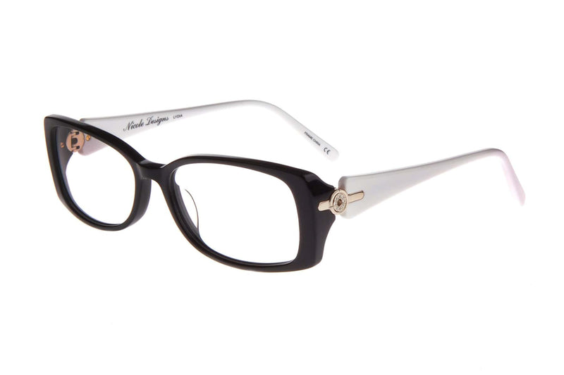 Visual Eyes Glasses BLACK-WHITE / Frame Only / Clear Nicole Designs Lydia