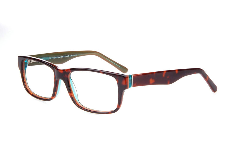 Visual Eyes Glasses BLUE-TORTOISE / Frame Only / Clear Editor Kennedy