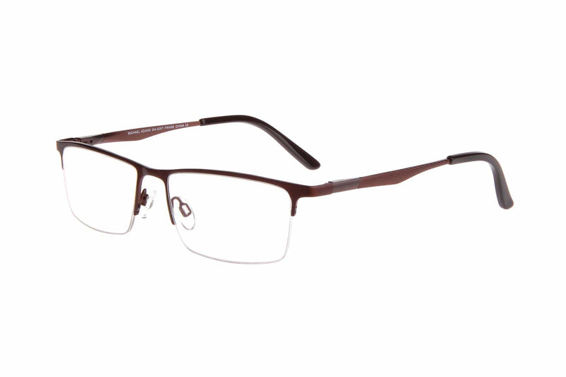 Visual Eyes Glasses BROWN / Frame Only / Clear Michael Adams 626 Titanium