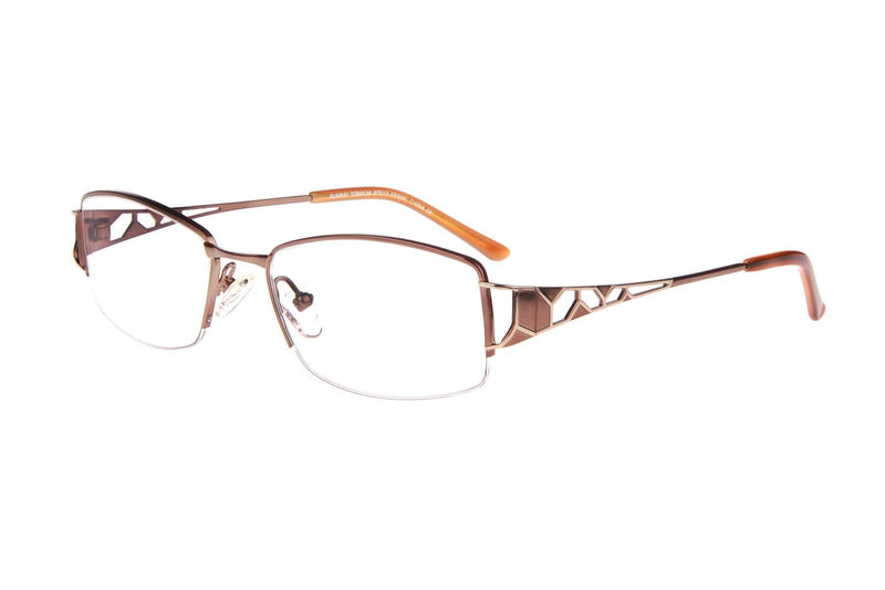 Visual Eyes Glasses BROWN / Frame Only / Clear Runway Titanium 813