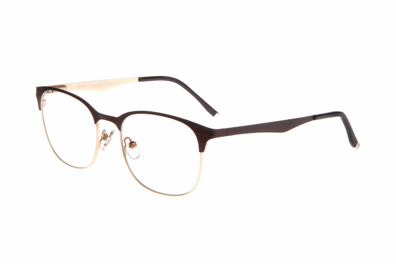 Visual Eyes Glasses BROWN-GOLD / Frame Only / Clear Editor Liam