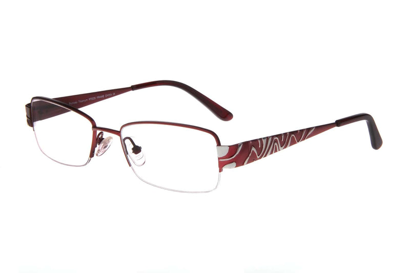 Visual Eyes Glasses WINE-SILVER / Frame Only / Clear Runway Titanium 806